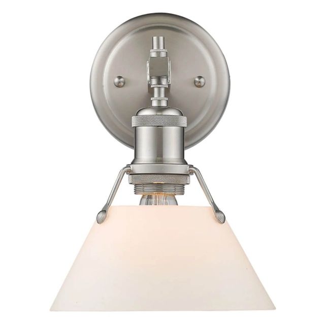 Golden Lighting Orwell 1 Light 8 Inch Bath Vanity In Pewter With Opal Glass Shade 3306-BA1 PW-OP